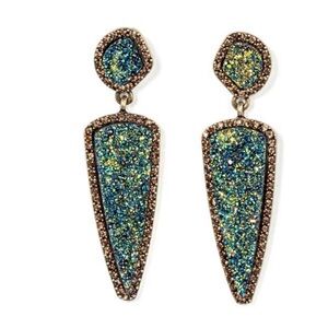 paparazzi Blue and Green Glitter Drop Earrings - Women Jewelry